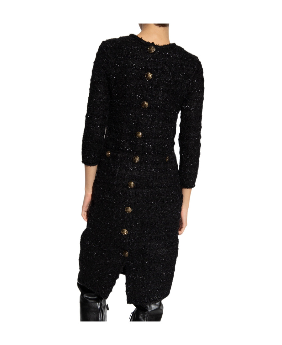 Balenciaga Tweed Button-up Dress In Black