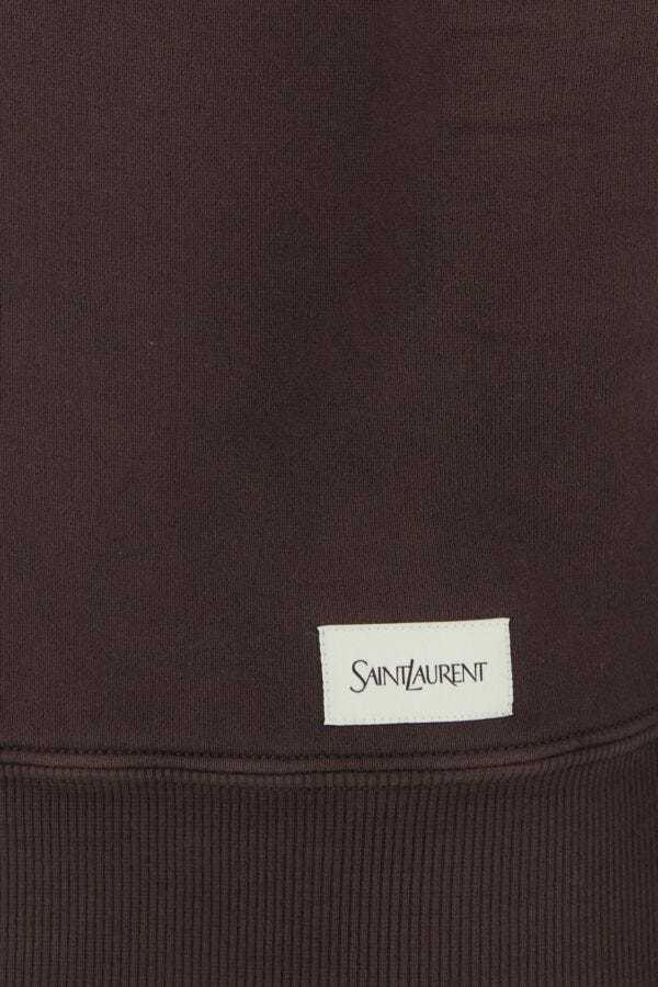Saint Laurent Chocolate Cotton Oversize Sweatshirt In Chocolate-colored