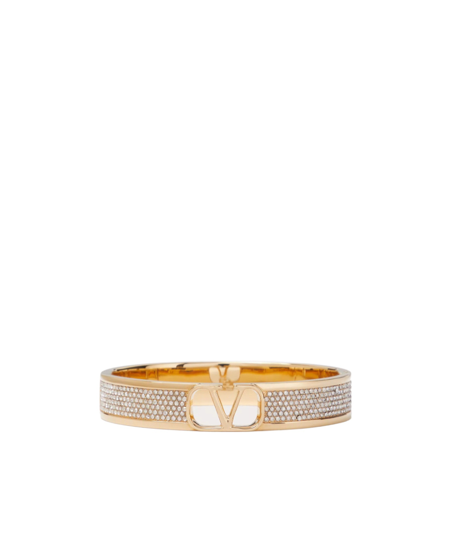 Valentino Garavani Vlogo Signature Metal And Swarovski Crystal Bangle In Yellow