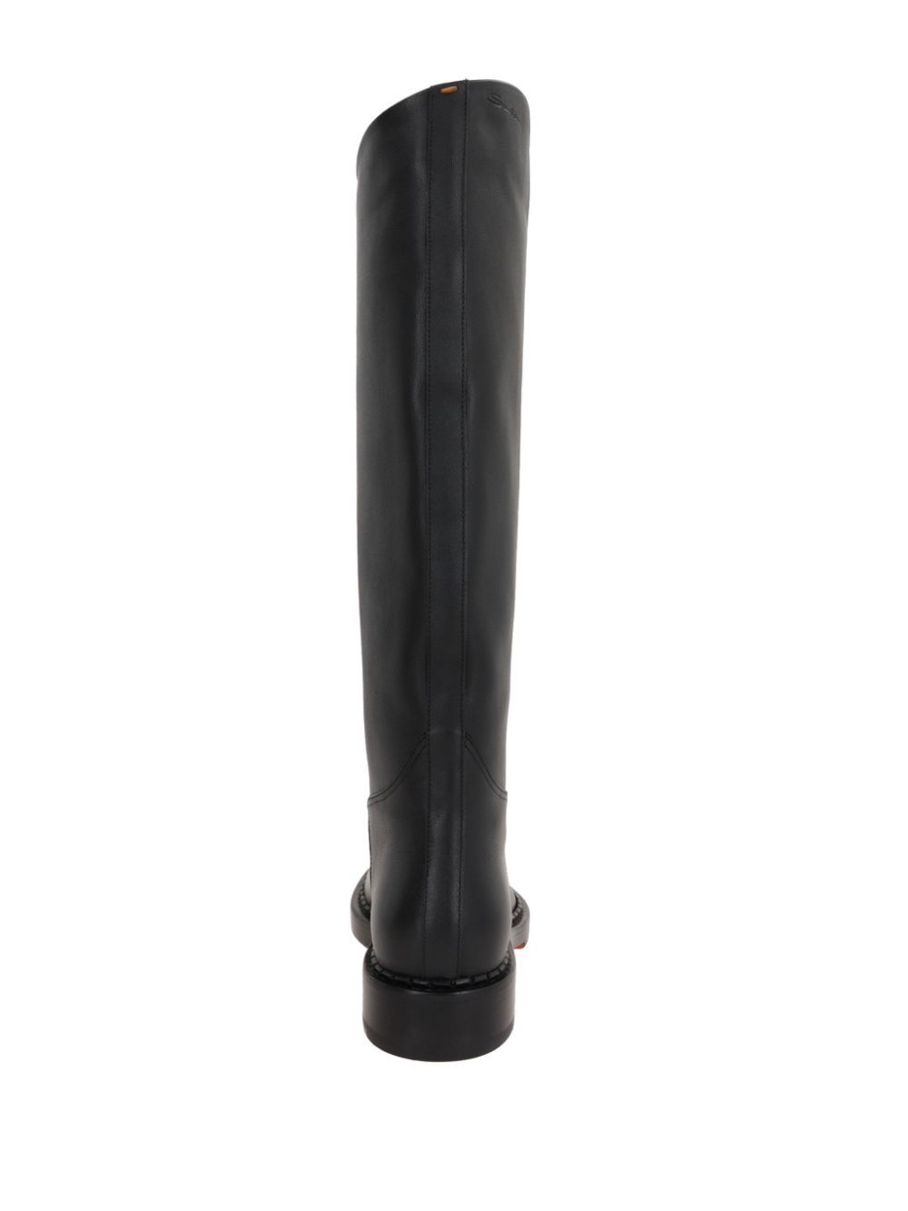 Santoni Round Toe Boots In Black
