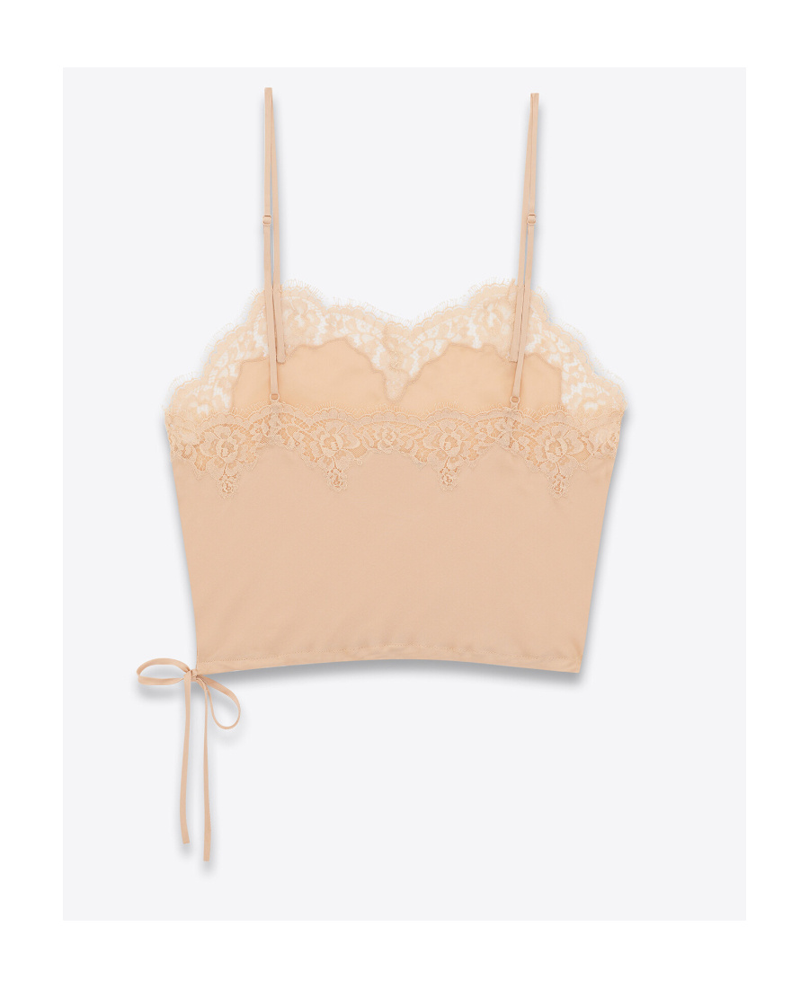 Saint Laurent Lace-trim Camisole Top In Nude