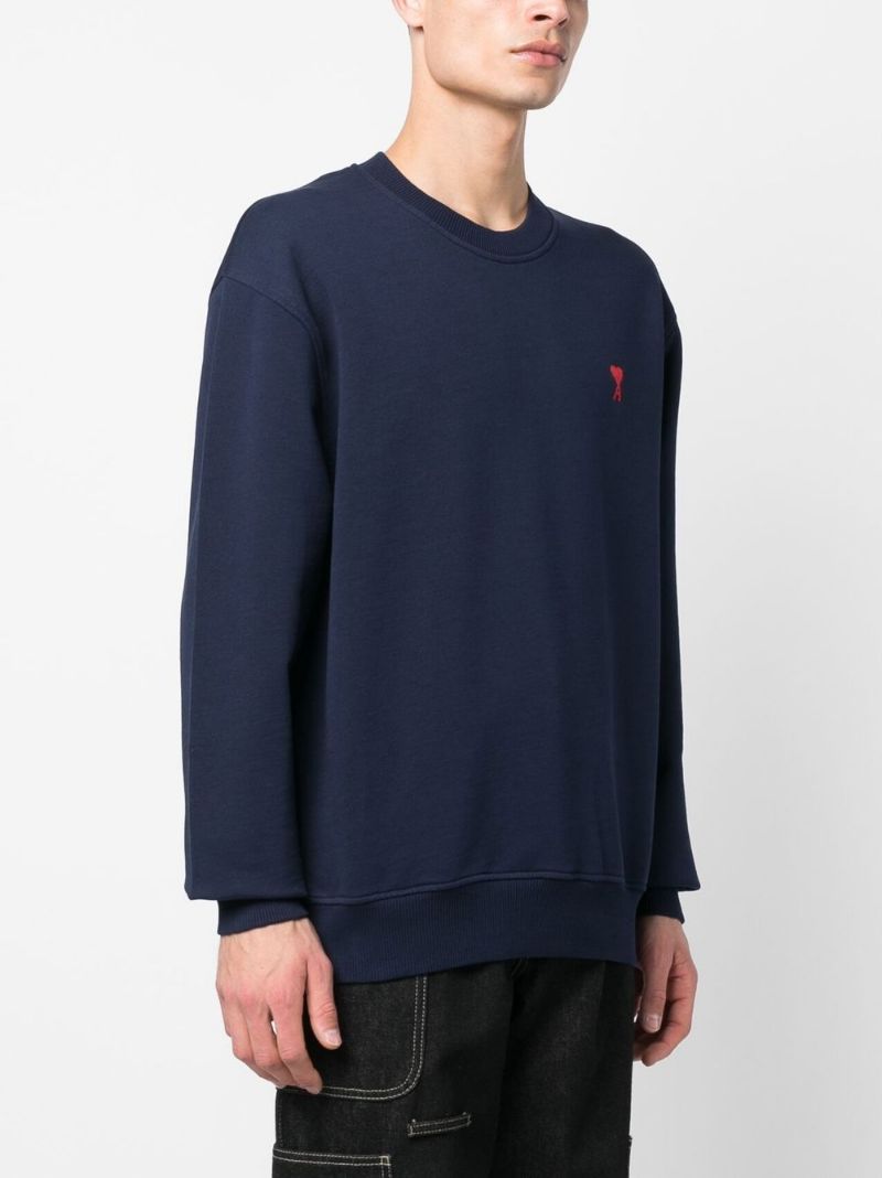 Ami Alexandre Mattiussi Small Adc Organic Cotton Logo Embroidered Crewneck Sweatshirt In Blue