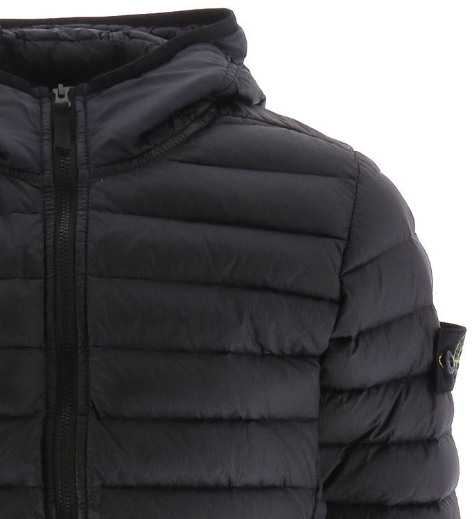 Stone Island Compass-patch Hooded Padded Jacket In Blue