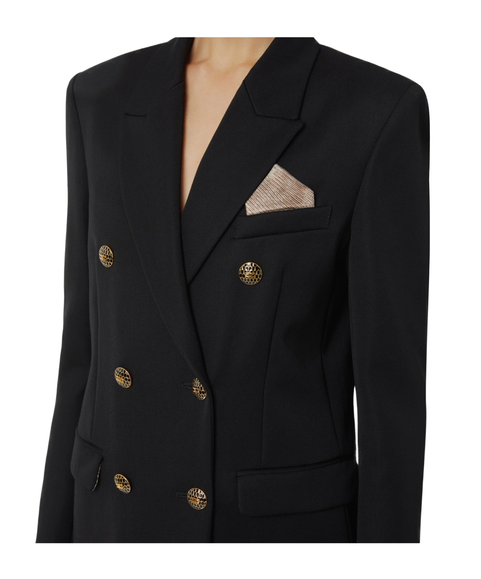 Elisabetta Franchi Cotton Gabardine Jacket With Jewel Buttons In Black