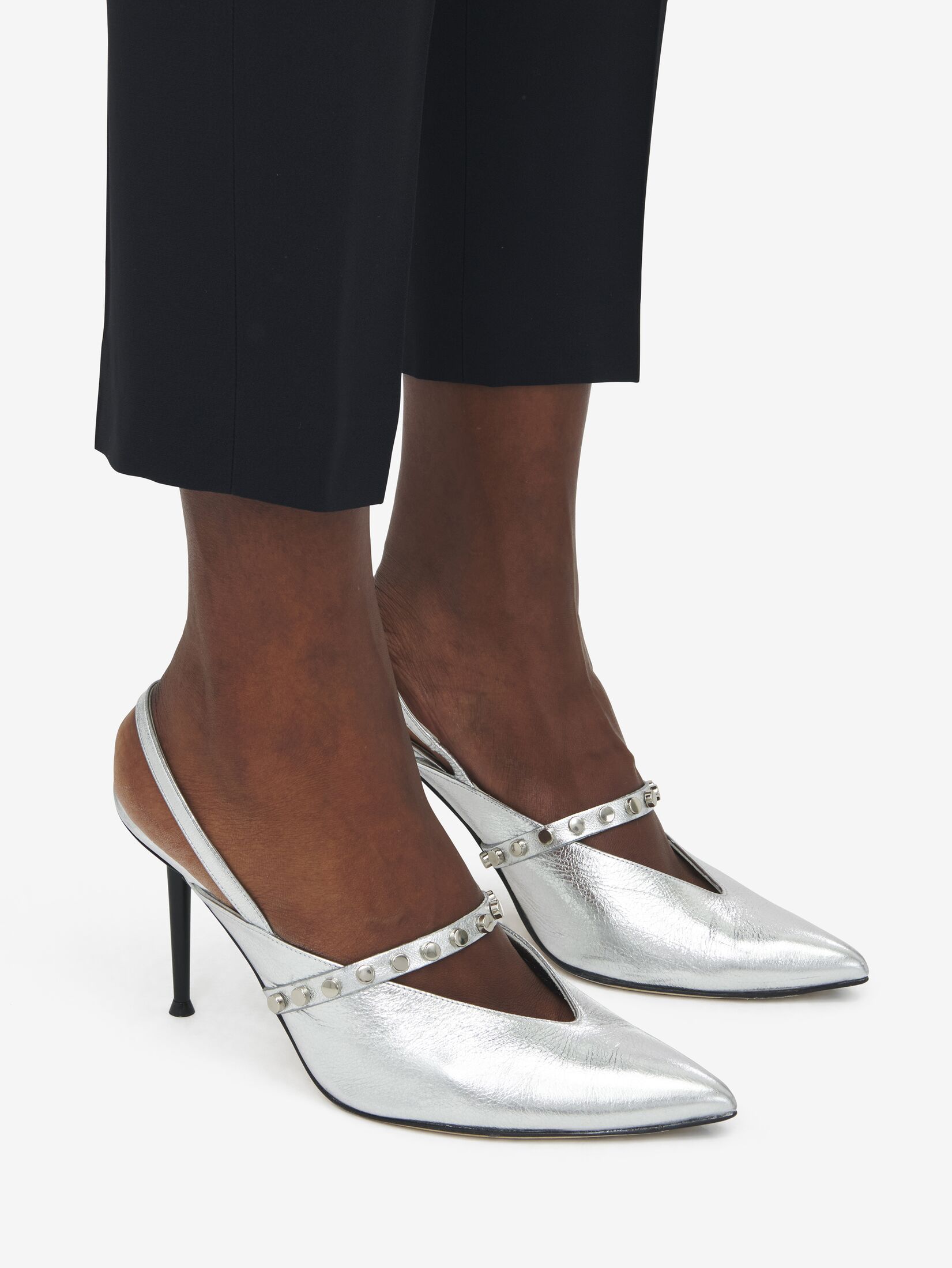 Alexander Mcqueen Metallic Leather Pumps Studded Detail