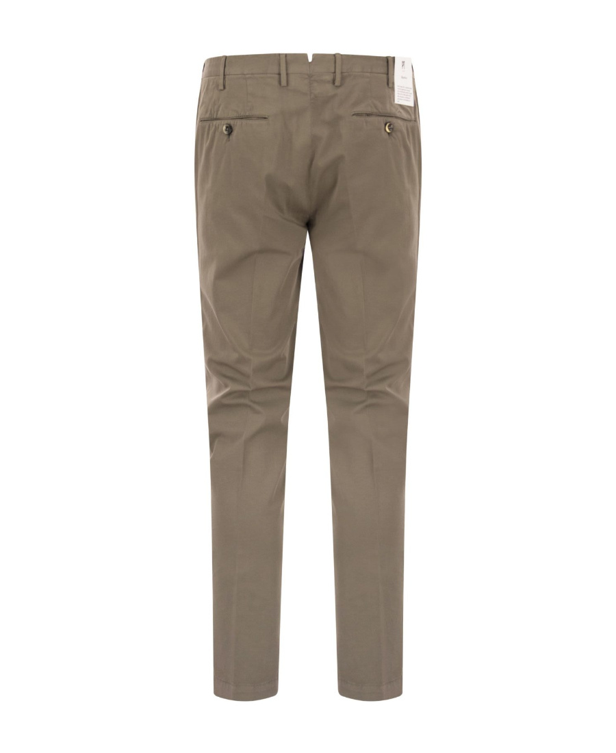 Pt Torino Sage Green Cotton And Silk Trousers In Green
