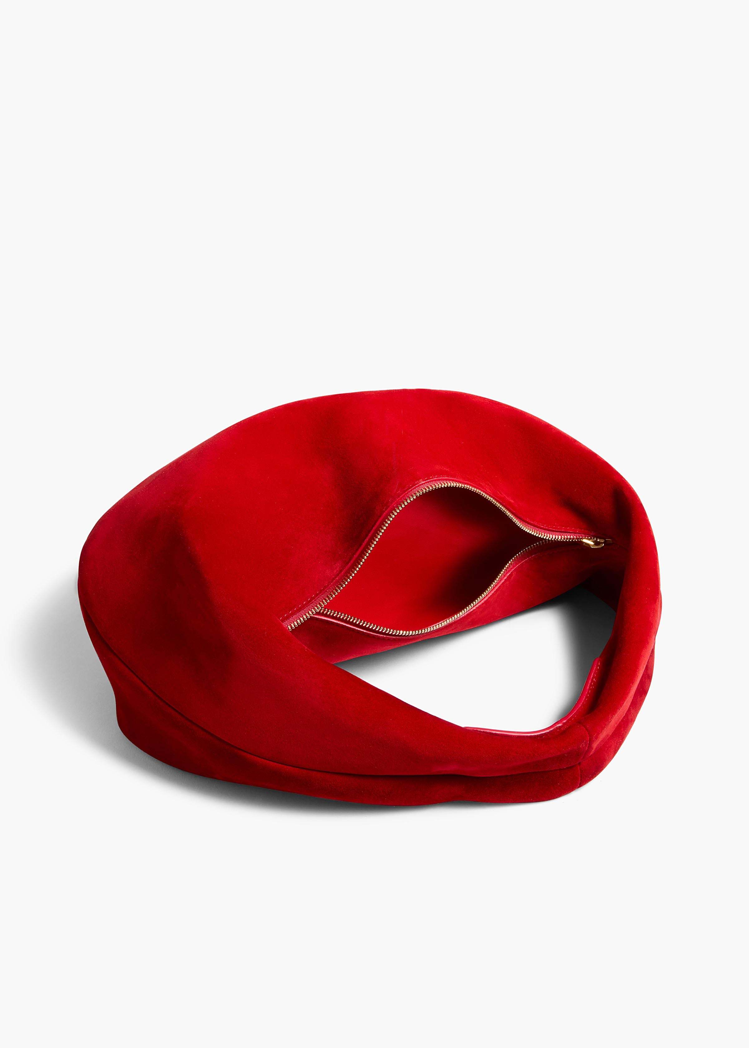 Khaite Medium Olivia Hobo Bag Rebel Red Suede In Red