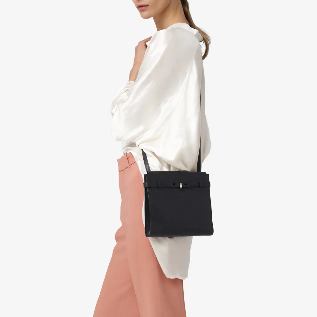 Valextra B-tracollina Crossbody Bag In Black