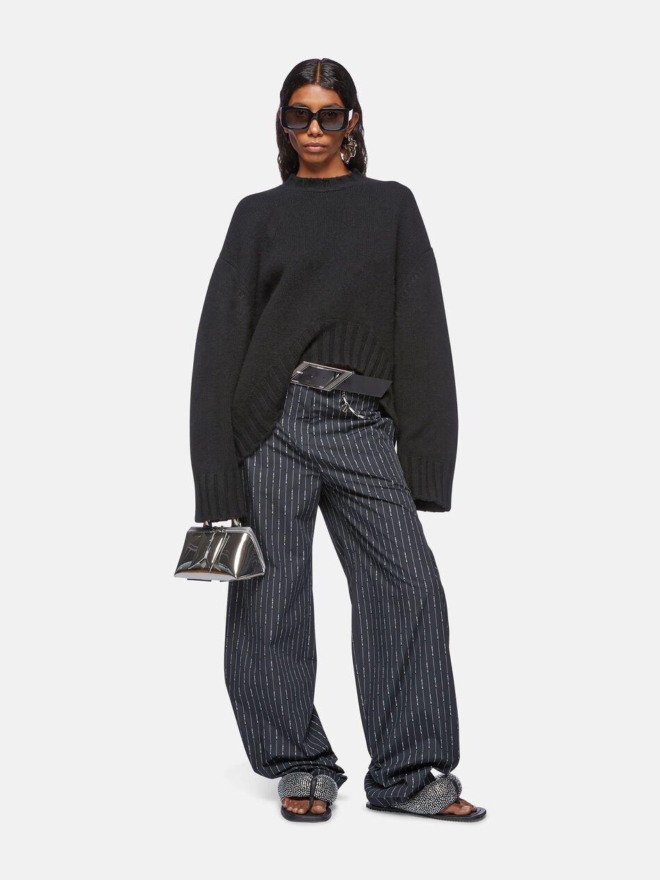 Attico Round-neck And Long-sleeved Sweater In Black