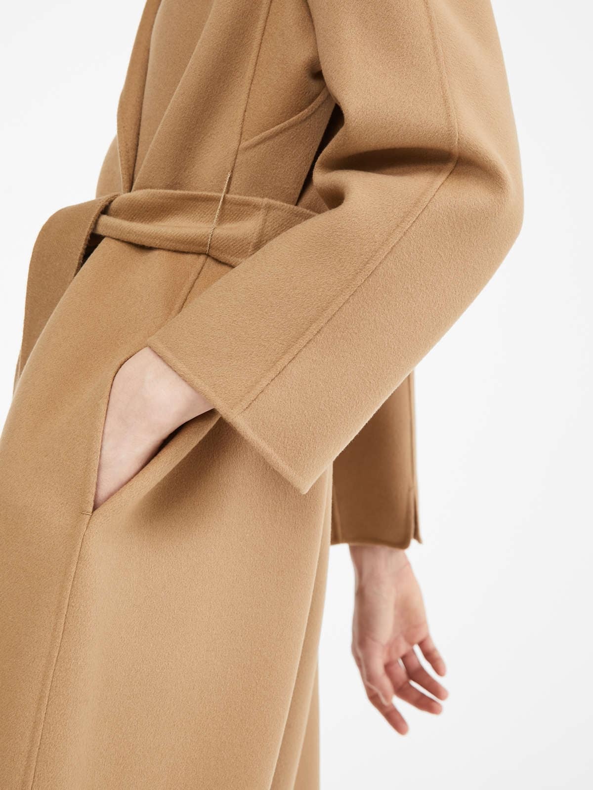 Max Mara Esturia Strap-lined Long Wool Coat In Brown