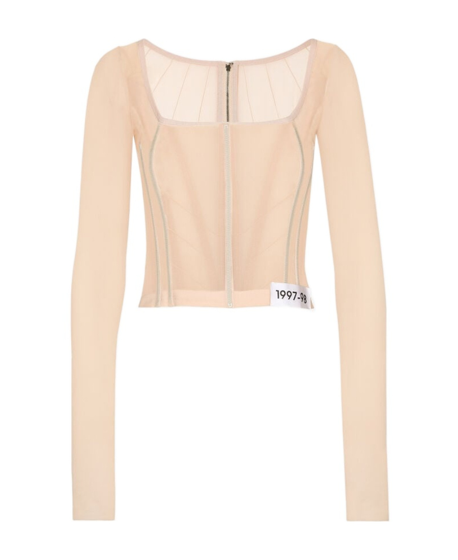 Dolce & Gabbana Kim Dolce&gabbana Georgette Top With Corset Detailing In Nude