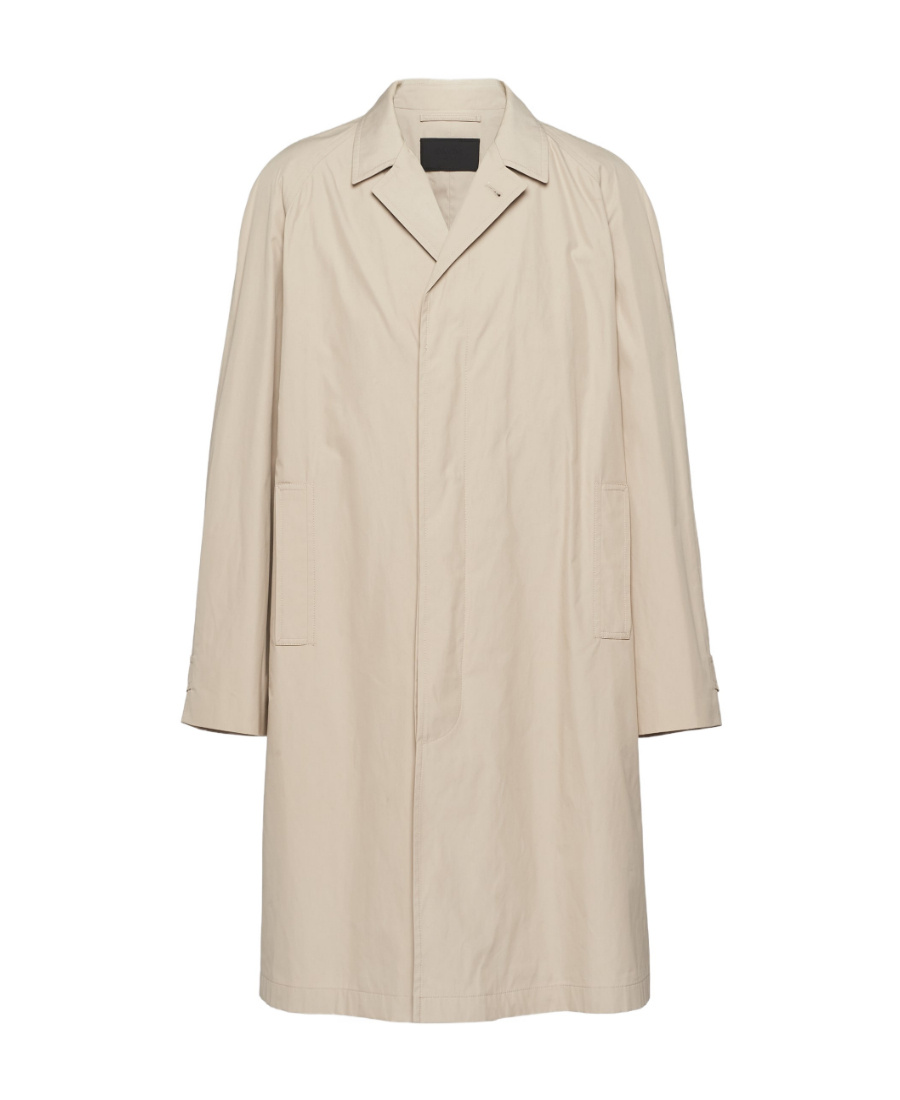 Prada Single-breasted Cotton Overcoat In Nude