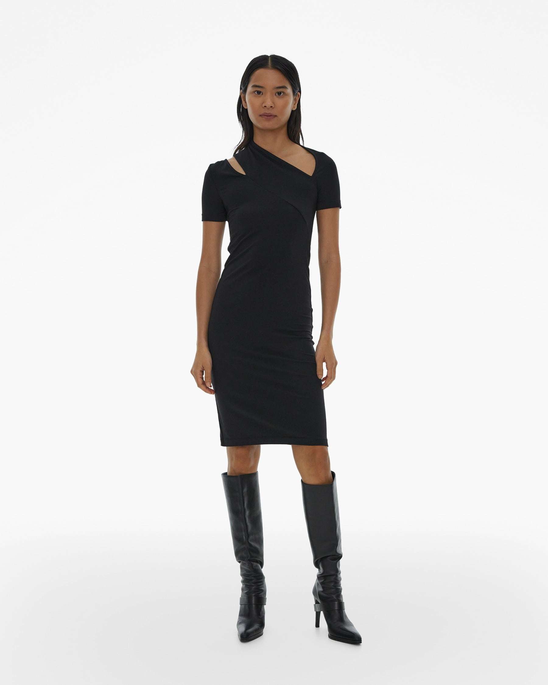 Helmut Lang Cut-out Detailing Cotton-blend Dress