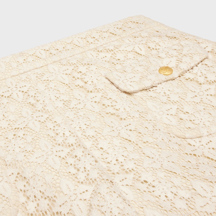 Celine Romy Mini Shorts In Lace Cotton In White