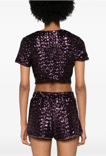 Shop Oseree Sequinned Cropped Cardigan In Black