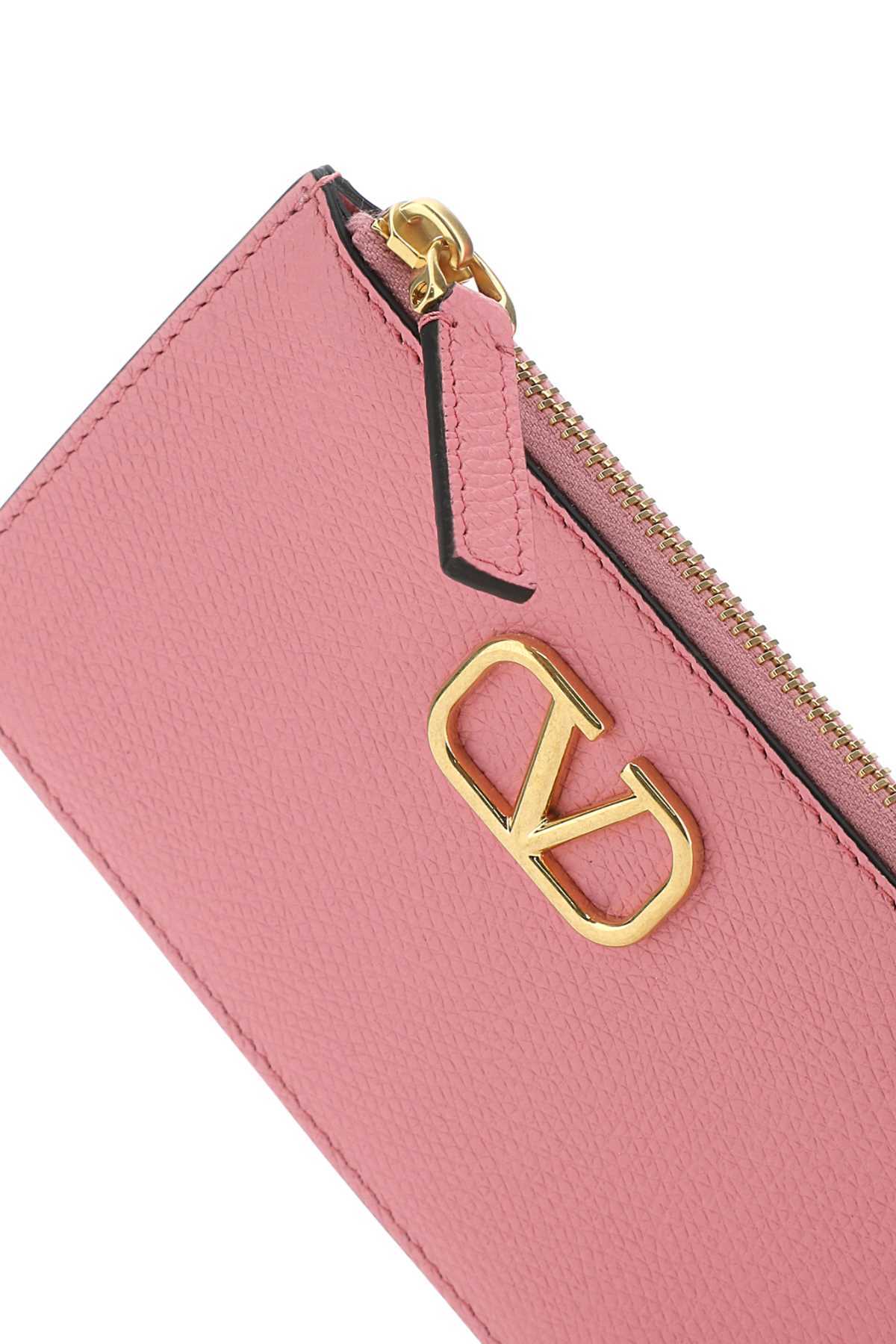 Valentino Vlogo Signature Leather Cardholder In Pink