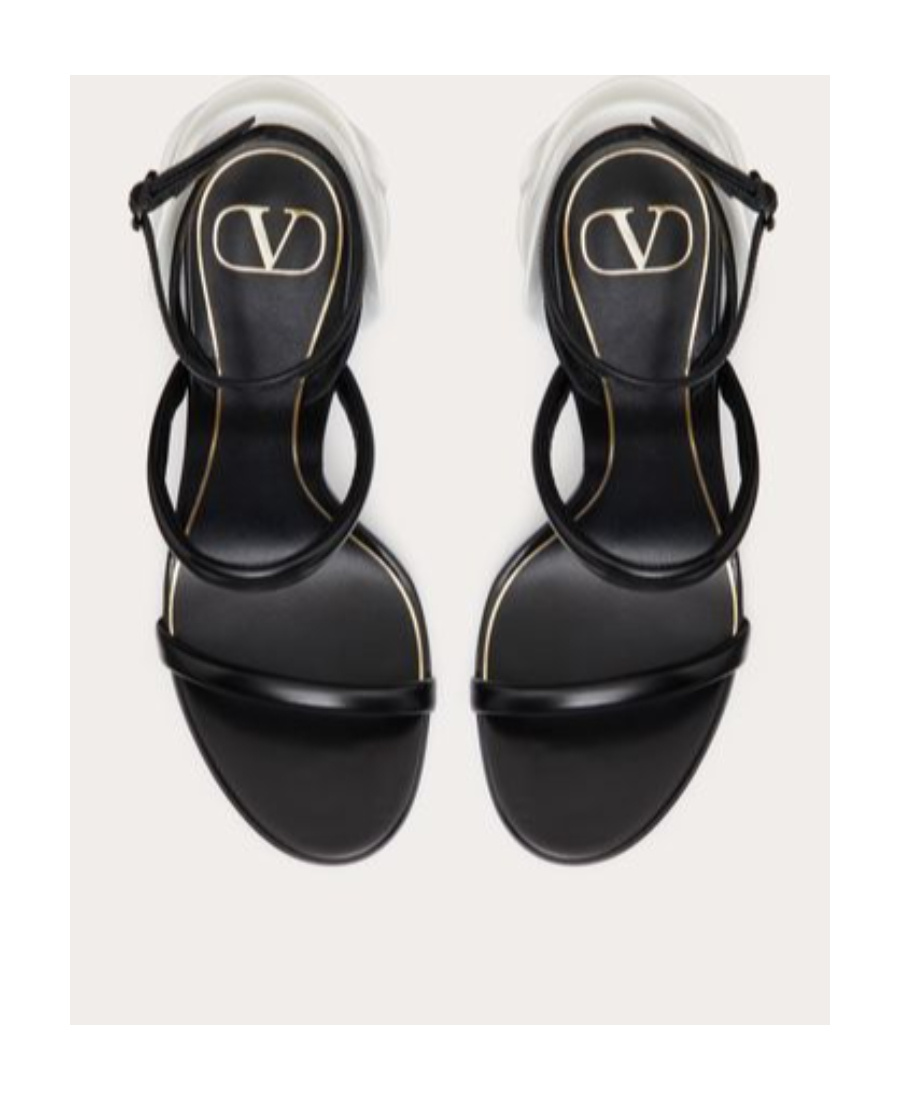 Valentino Archive Roserouche 100 Leather Sandals In Black