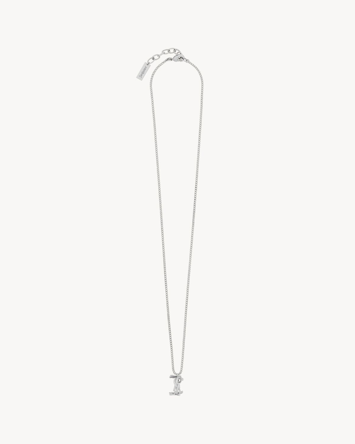 Saint Laurent Cassandre Ring Necklace In Metal In Metallic