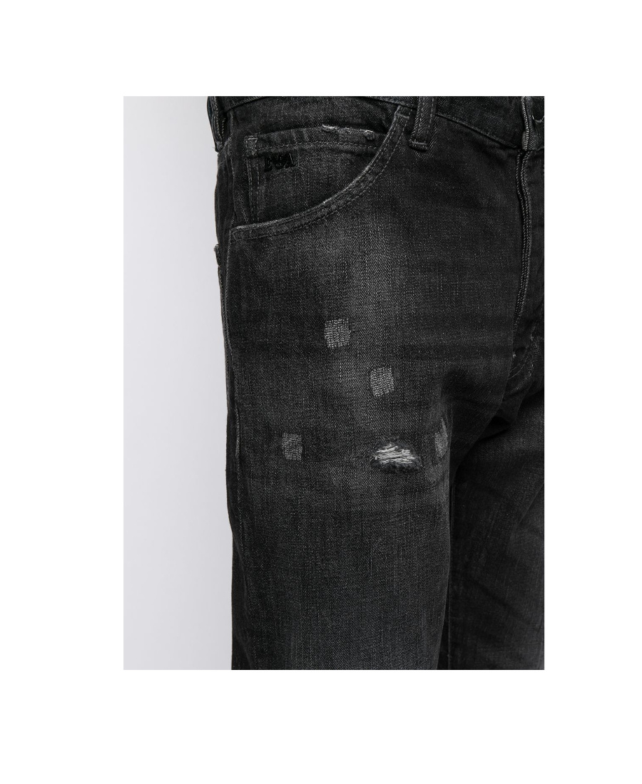 Emporio Armani Slim Jeans In Imitation Of Old Details In Black