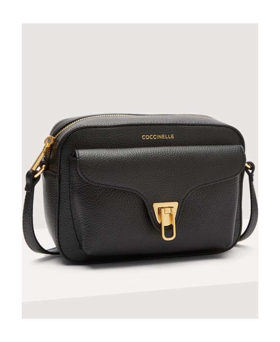 Coccinelle Beat Logo Stamp Small Shoulder Bag In Black