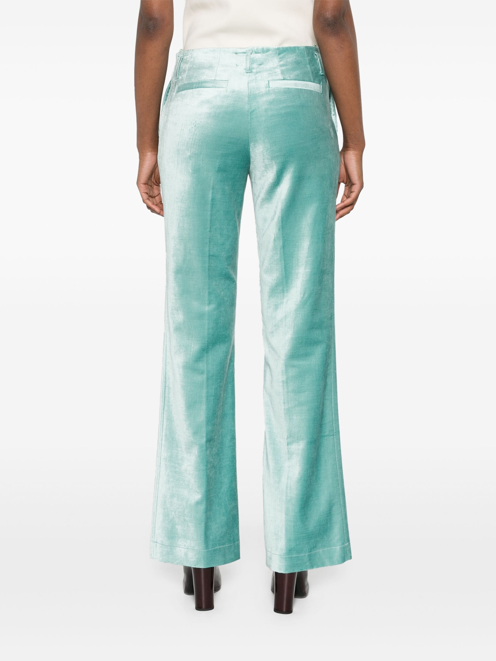 Shop Forte Forte Cotton Viscose Stretch Velvet Trumpet Shaped Pants