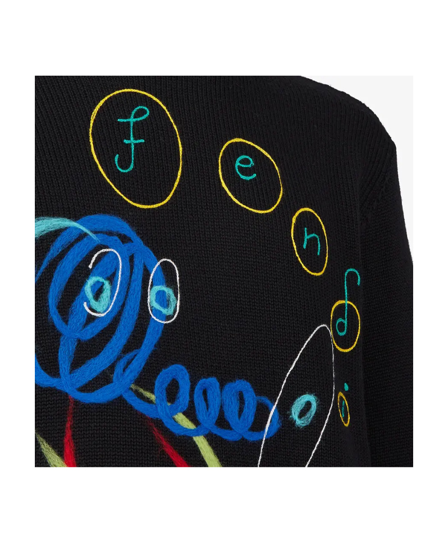 Fendi Embroidered Pullover With Logo In Black