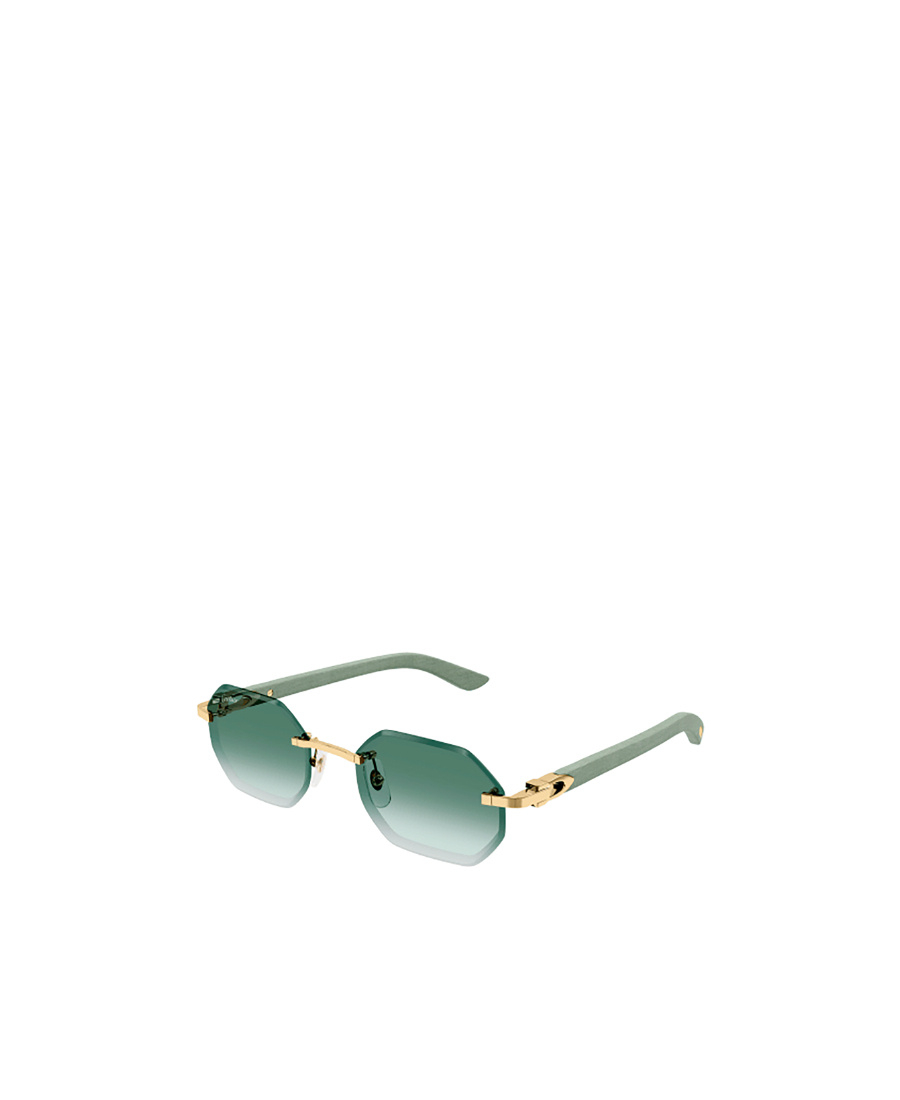 Cartier Geometric Frame Sunglasses In Green