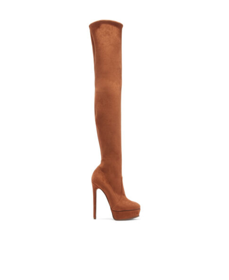 Casadei Flora 140mm Above-knee Platform Boots In Brown