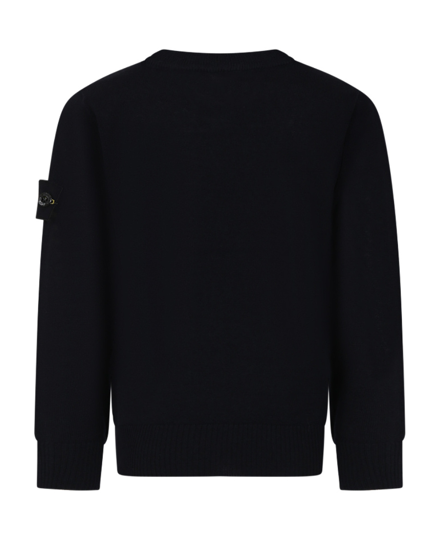 Stone Island Junior Compass-patch Crewneck Jumper In Blue