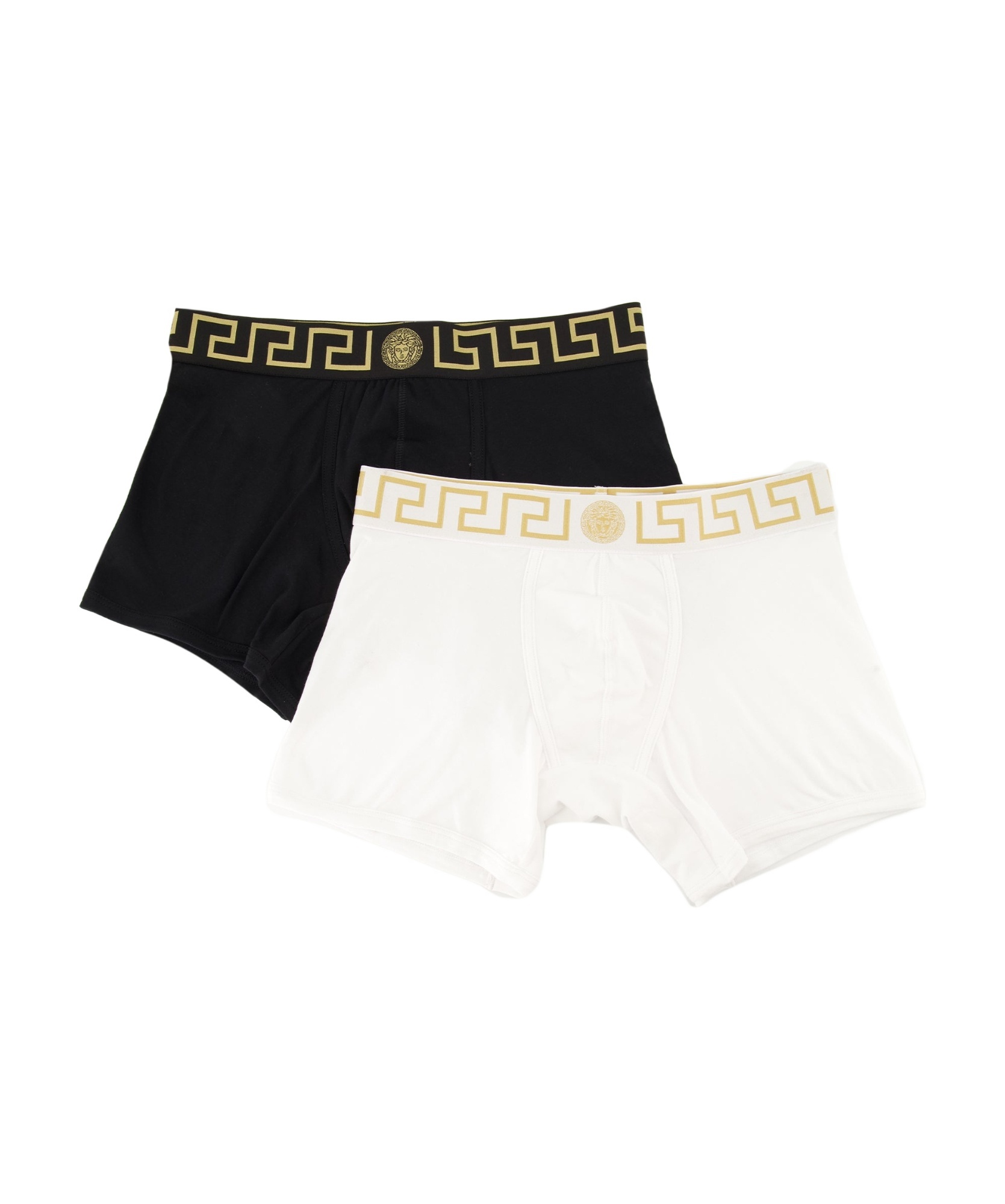 Versace Boxer Briefs Contrast Waistband Elastic Two Pack In White