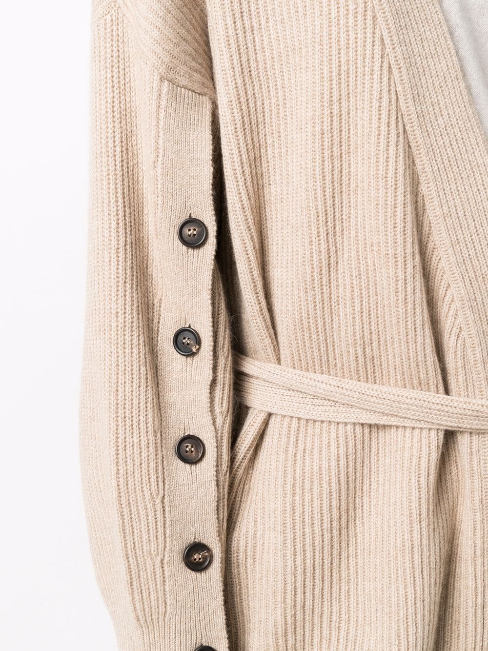 Brunello Cucinelli Buttoned-sleeves Cashmere Cardigan In Nude