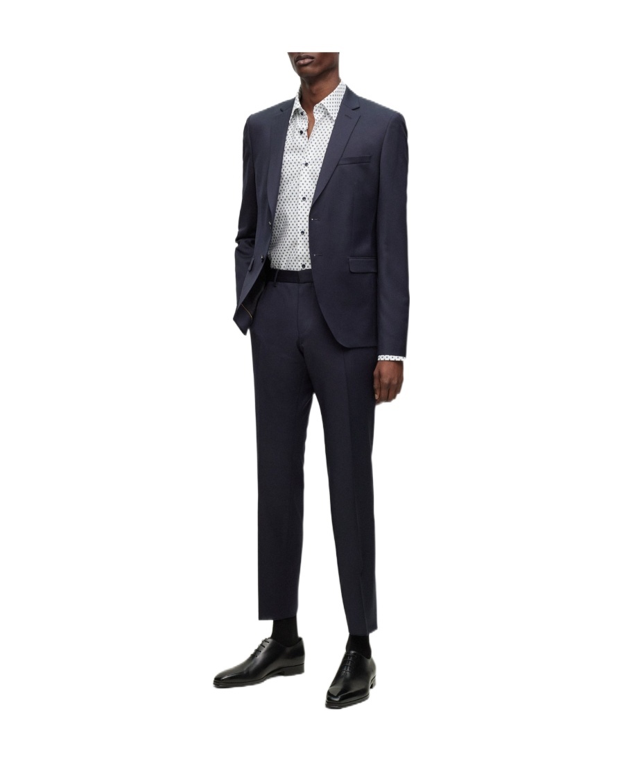 Shop Hugo Boss Straight-leg Wool Trousers In Black