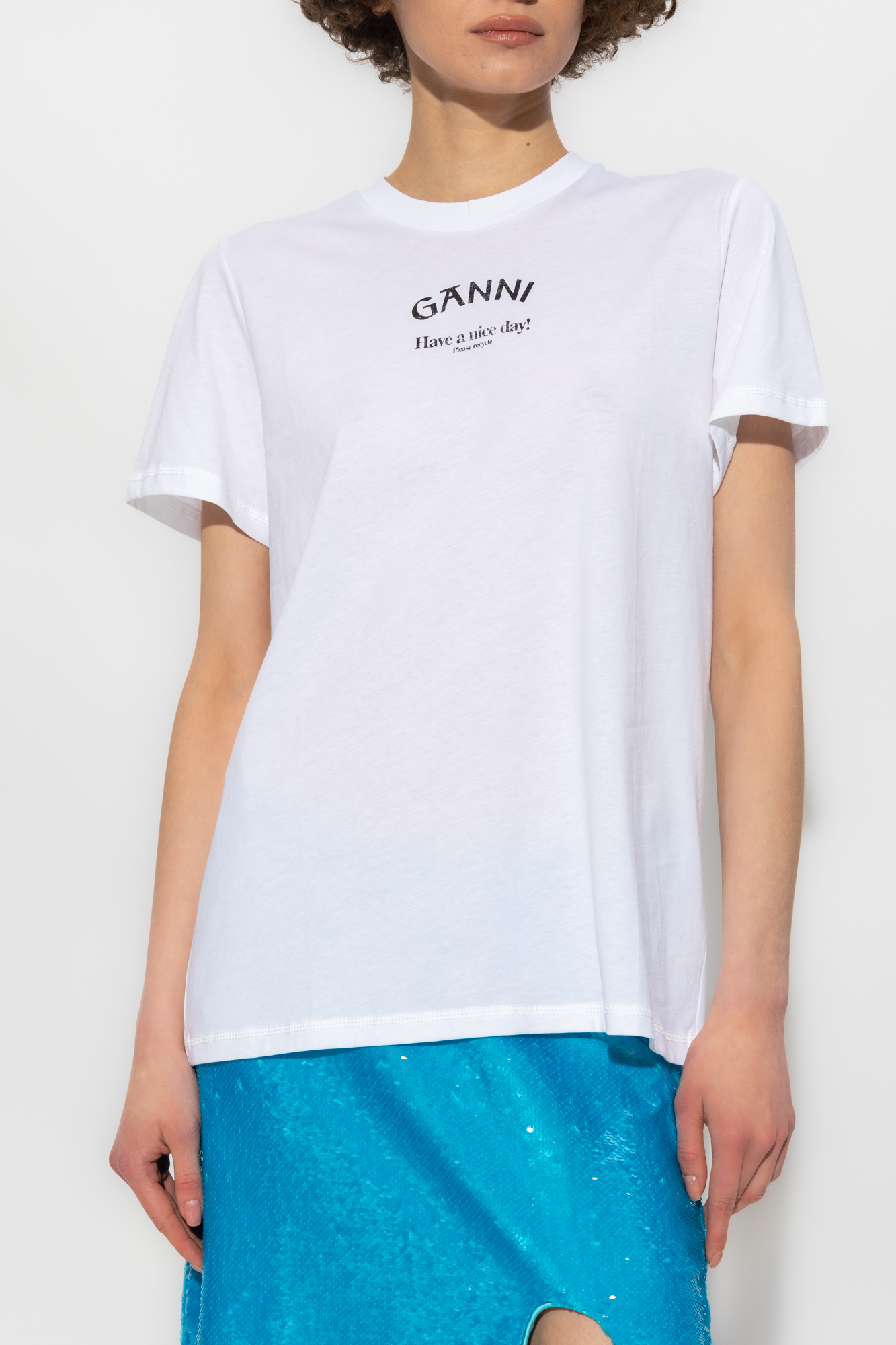 Ganni Thin Jersey Relaxed O-neck T-shirt Bright White Xxs In White