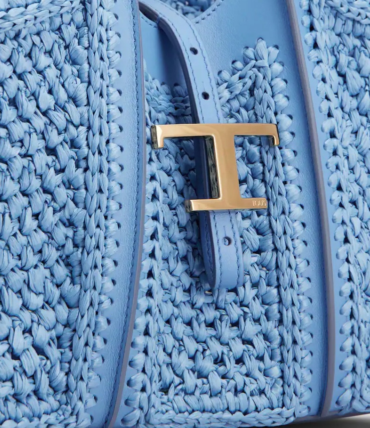 Tod's T Timeless Rafite And Leather Mini Shopping Bag In Blue