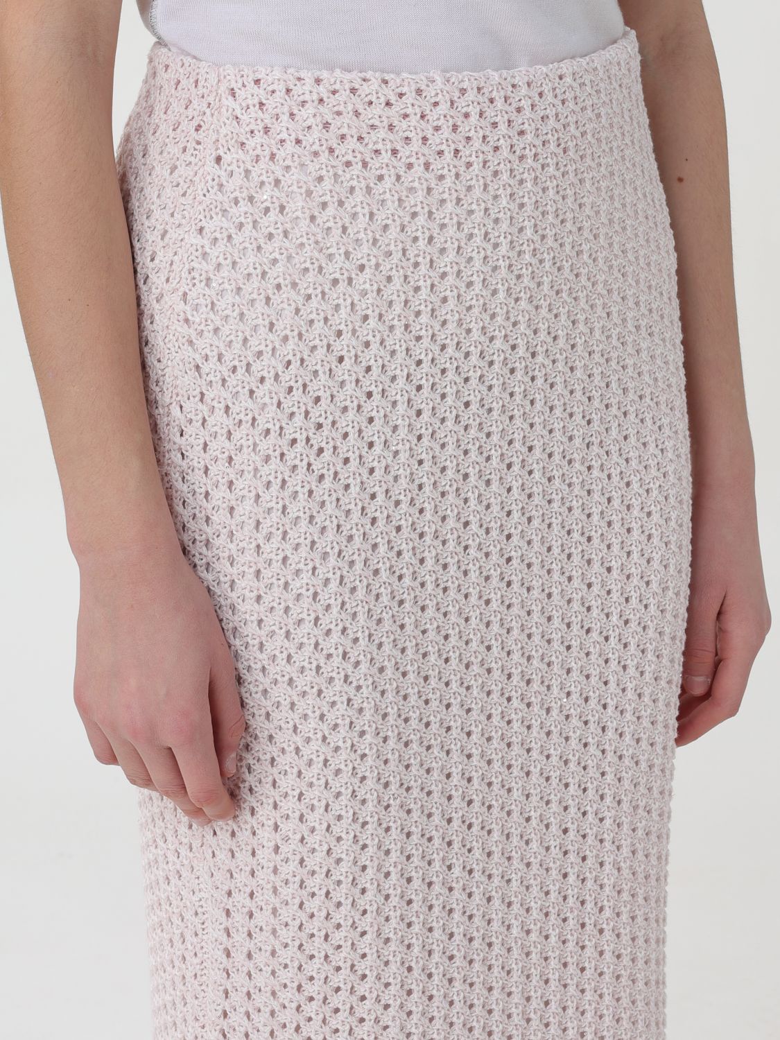 Fabiana Filippi Sequin-detail Open-knit Skirt In White