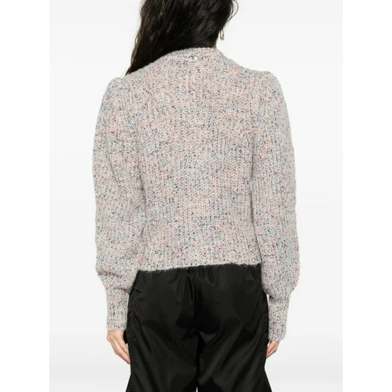 Twinset Twin-set Textured Knit Cropped Sweater With Decorative Buttons In Gray