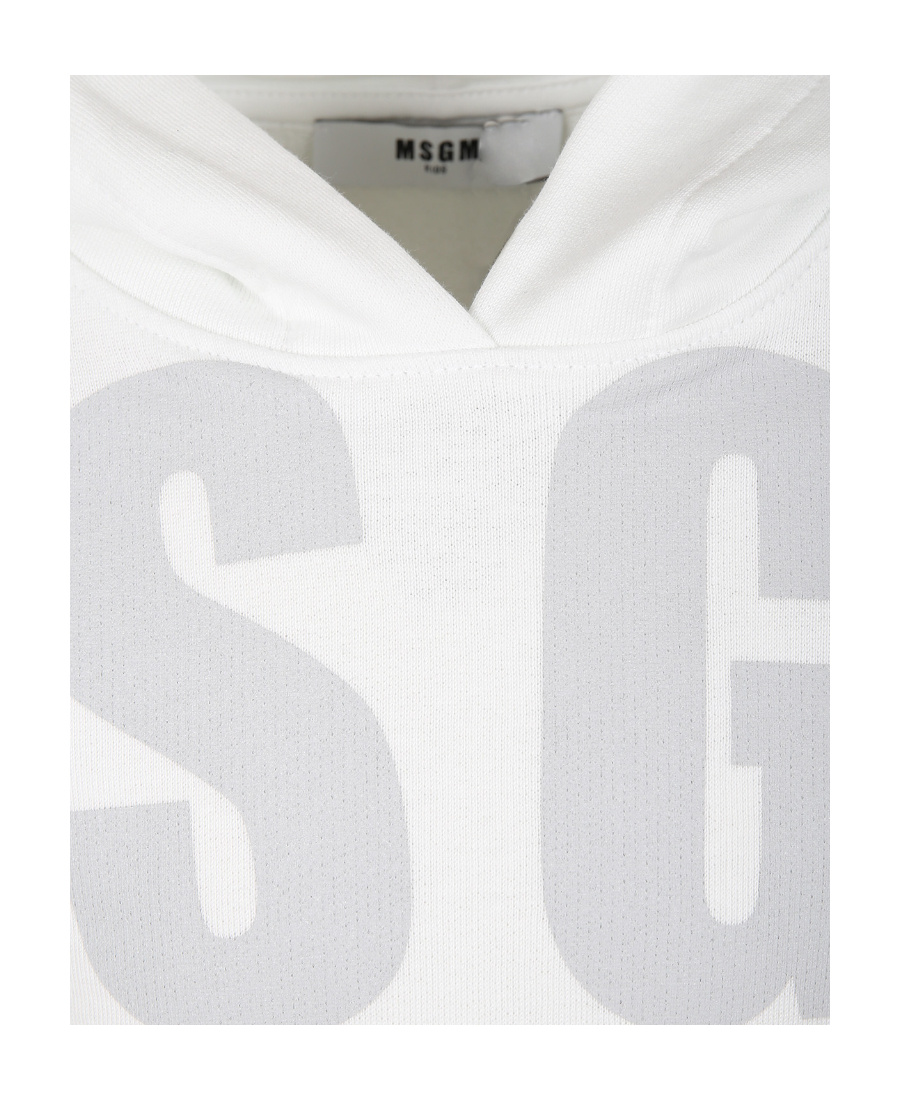 Msgm Printed Hooded Sweater In White