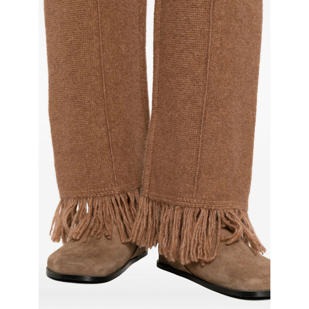 Alanui Fringed Knitted Trousers In Brown