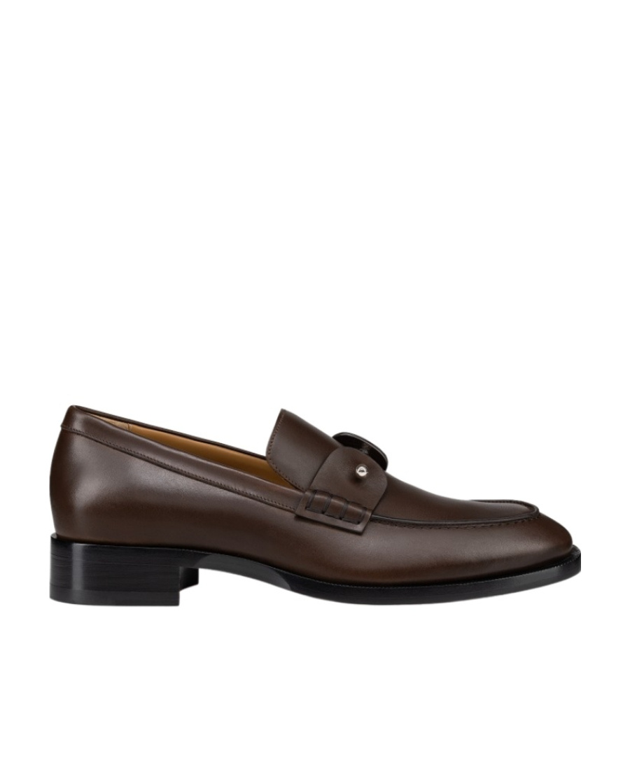 Christian Louboutin Chambelimoc Leather Loafers In Brown