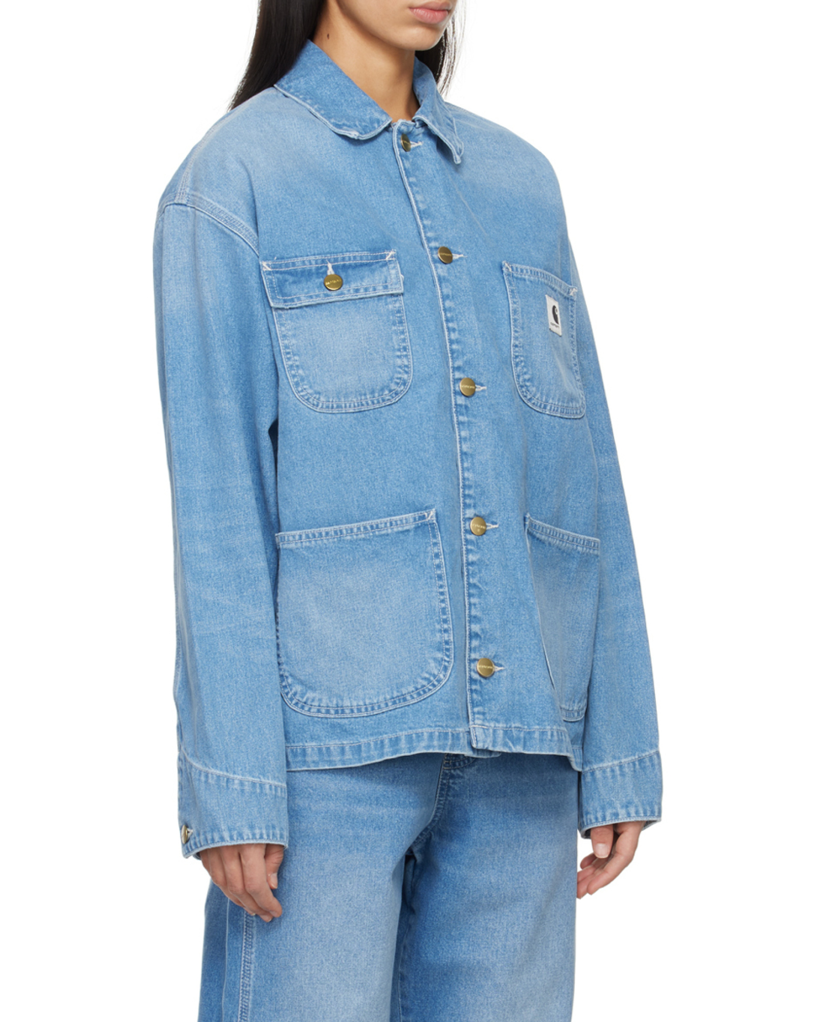 Carhartt Faded Denim Coat In Blue