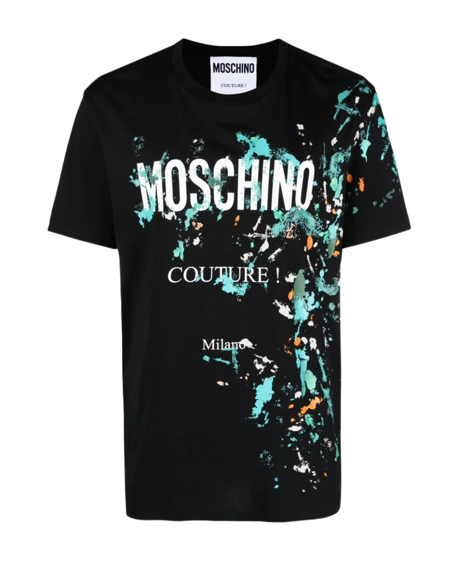 Tシャツ・カットソー Moschino FW25 Printed T-shirt (V07215241 1555) Moschino Label t-shirt - Black - Women | 071505413555