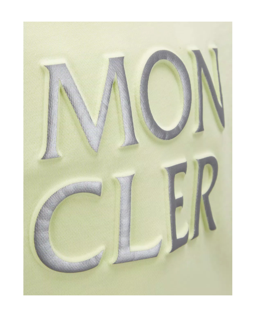 Moncler Embroidered-logo Cotton Hoodie In Yellow