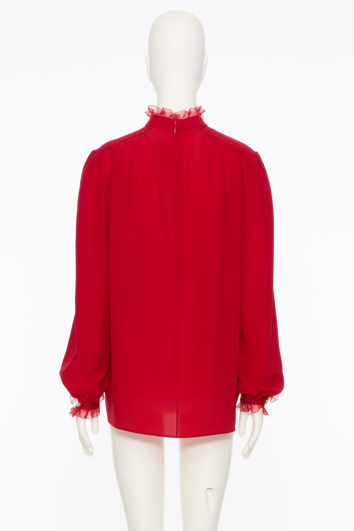Shop Valentino Crepe De Chine Top In Red