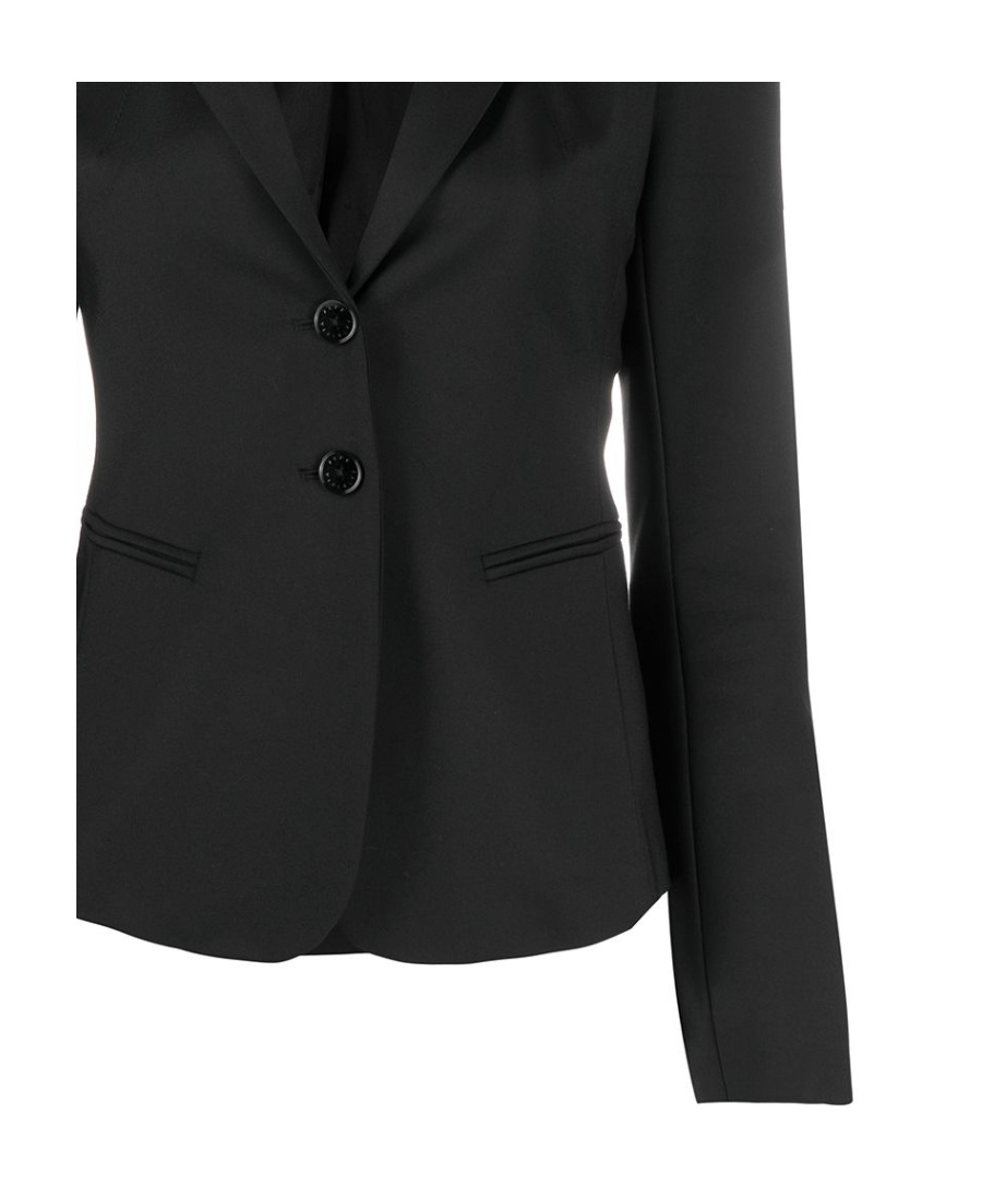 Patrizia Pepe Single-breasted Tailored Jacket With Bow Detail In Black