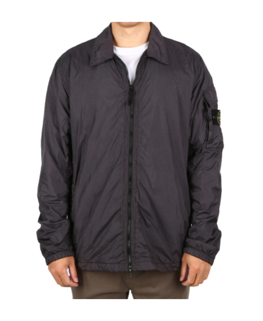 Stone Island Logo Zipper Casual Jacket In Gray