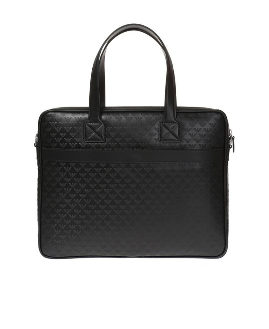Emporio Armani Logo Zipper Satchel In Black
