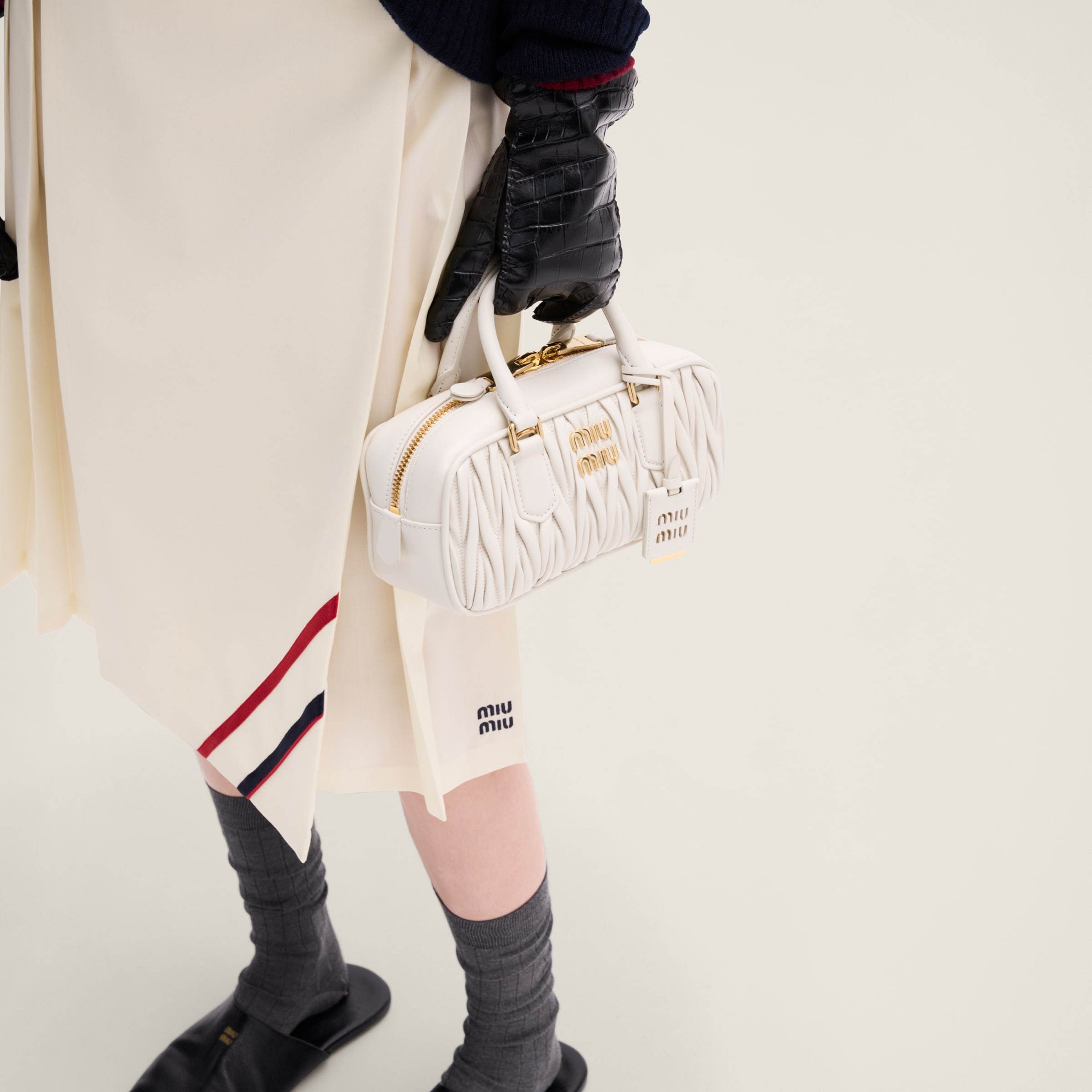 Miu Miu Pleated Mohair Fabric Skirt In Brown