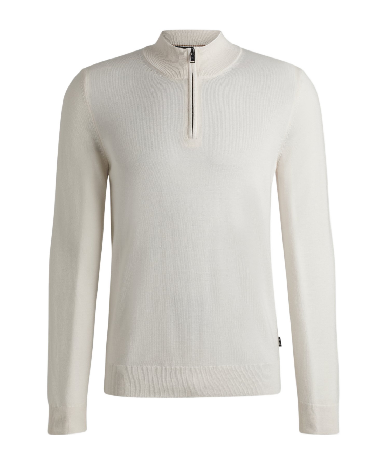 HUGO BOSS ZIP-NECK SWEATER IN VIRGIN WOOL