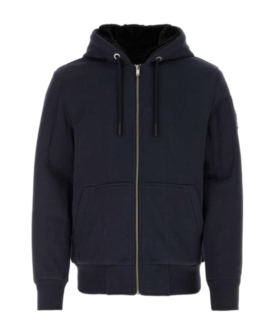 Moose Knuckles Zip-up Drawstring Hoodie In Black