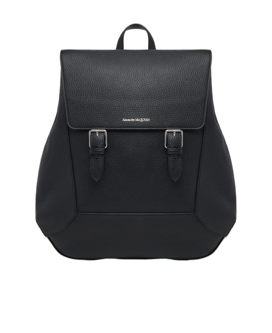 Alexander Mcqueen The Edge Logo-lettering Foldover Top Backpack In Black